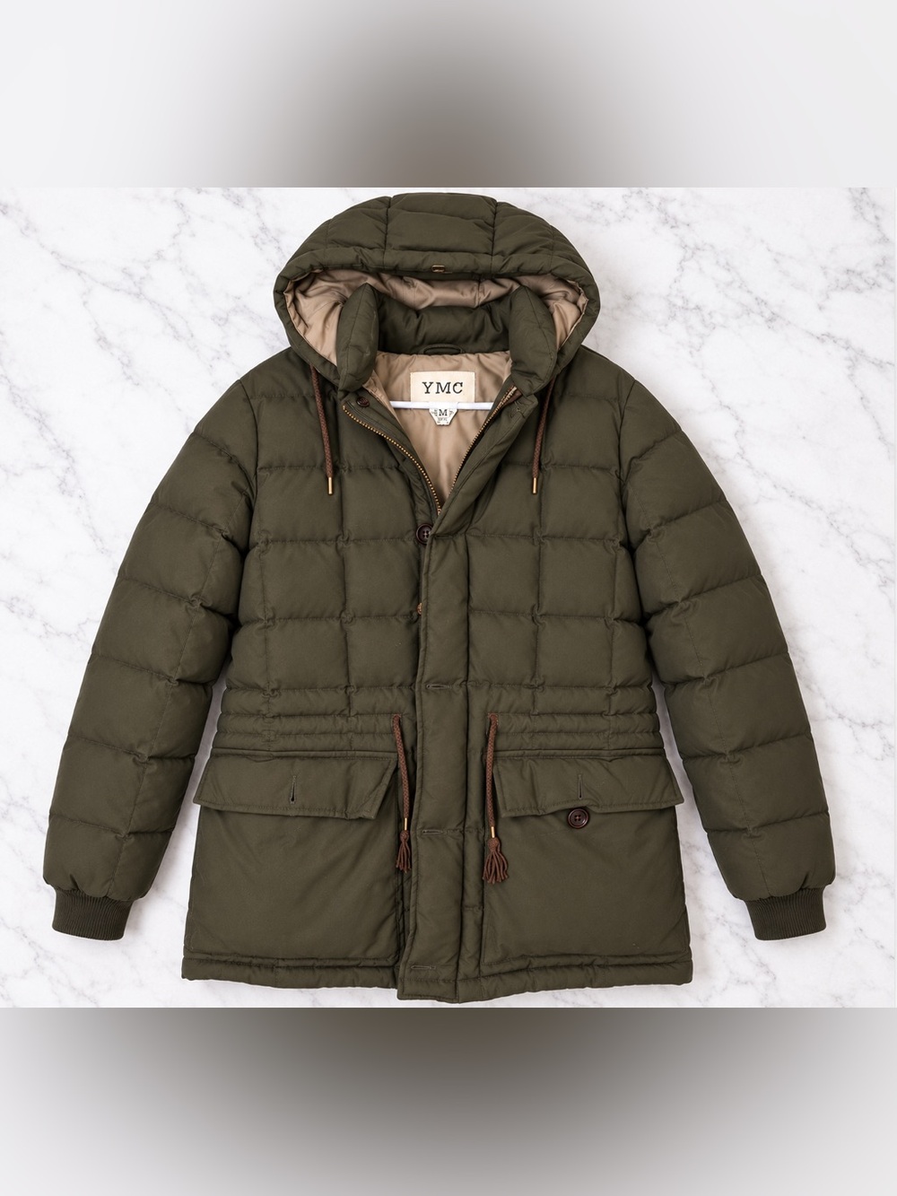 YMC You Must Create Olive Green Hooded Down Puffer Parka Jacket Coat Men’s M